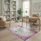 Pink Floral Butterfly Arch Area Rug
