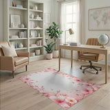 Blush Pink Cherry Blossom Border Area Rug