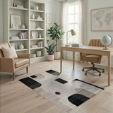 Bold Abstract Geometric Black White Area Rug
