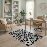 Black and White Bold Geometric Black White Abstract Area Rug