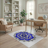 Intricate Blue Mandala Area Rug