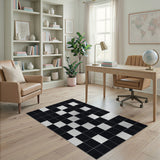 Black White Geometric Modern No. 6 Area Rug