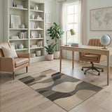 Grey Modern Abstract Grey Geometric Area Rug