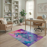 Rainbow Unicorn Galloping in Dreamy Clouds Rug