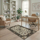 Traditional Persian Multi-color and Patterns Ivory Traditional Persian Floral Area Rug