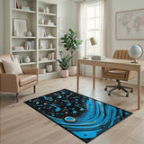 Cosmic Blue Music Notes Area Rug