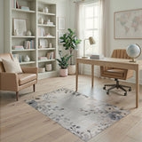 Vintage Grey Peony Floral Area Rug