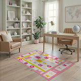 Multi-color and Patterns Playful Pink Alphabet ABC Kids Area Rug
