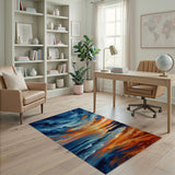 Dramatic Coastal Sunset Waves Area Rug