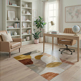 ODIKA Washable Mid-Century Modern Abstract Area Rug, Low Pile Non-Slip Rug for Living Room