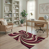 Abstract Swirling Red Pink Area Rug