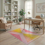 Vibrant Pink Yellow Gradient Geometric Area Rug