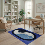Oval Blue Yin-Yang Area Rug