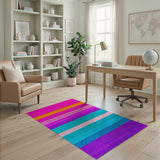 Geometric Modern Multi-color and Patterns Vibrant Multi-Color Striped Area Rug