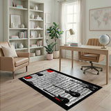 ODIKA Washable Electric Guitar Sheet Music Area Rug - Low Pile Non-Slip Rock Decor