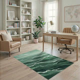 Emerald Ocean Waves Area Rug