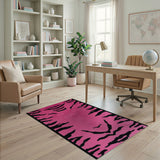 Bold Pink Tiger Stripe Shag Area Rug