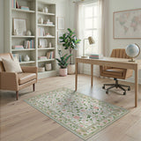 Blush Pink Rose Vine Floral Area Rug