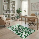 Bold Green Jagged Geometric Area Rug
