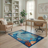 Playful Dolphins Underwater Area Rug