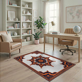 Orange Navy Persian Mandala Area Rug