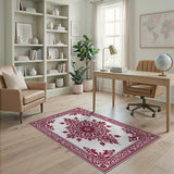 Red Traditional Persian Ornate Red Persian Area Rug with Floral Medallion