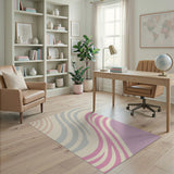 Swirling Waves Abstract Area Rug in Soft Pink Purple