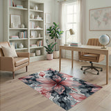 Pink Hibiscus Ink Splash Area Rug