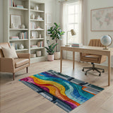 Vibrant Wavy Multi-Color Abstract Area Rug