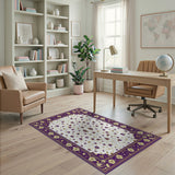 Purple Persian Floral Rug with Gold Accents