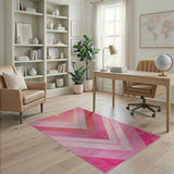 Vibrant Pink Chevron Geometric Area Rug