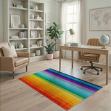 Geometric Modern Vibrant Rainbow Vertical Stripe Area Rug