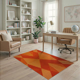 Bold Orange Geometric Triangle Shag Rug