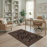Red Persian Rose Vine Floral Area Rug