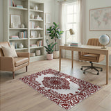 Elegant Red Floral Medallion Rug