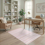 Pink Striped Washable Area Rug