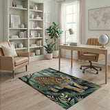 Prowling Tiger in Misty Forest Area Rug