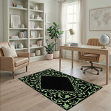 Ornate Green Foliage Border Area Rug