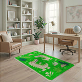Green Playful Green Crocodile Kids Cartoon Rug