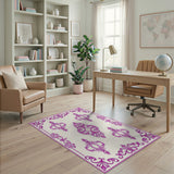 Purple Ornate Floral Vintage Area Rug