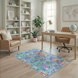 Vibrant Cartoon Cat Aquarium Kids Area Rug