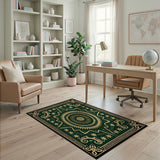 Emerald Green Persian Starburst Medallion Rug