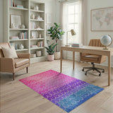 Ombre Wave Area Rug in Pink to Teal