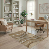Wavy Abstract Area Wavy Brown Tan Abstract Area Rug