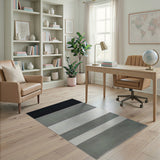 Modern Horizontal Striped Grey Area Rug