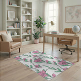 Vintage Pink Floral Vine Area Rug