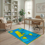 Yellow Letter A Cartoon Kids Area Rug