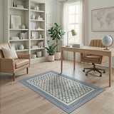 Geometric Modern Blue and Teal Navy Blue Geometric Trellis Area Rug