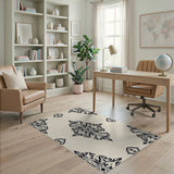 Intricate Black Damask Persian Area Rug