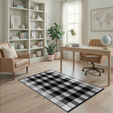 Rustic Farmhouse Rustic Black White Buffalo Check Area Rug